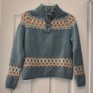 Elegant Robins Egg blue Patterned Sweater
100% Lambswool